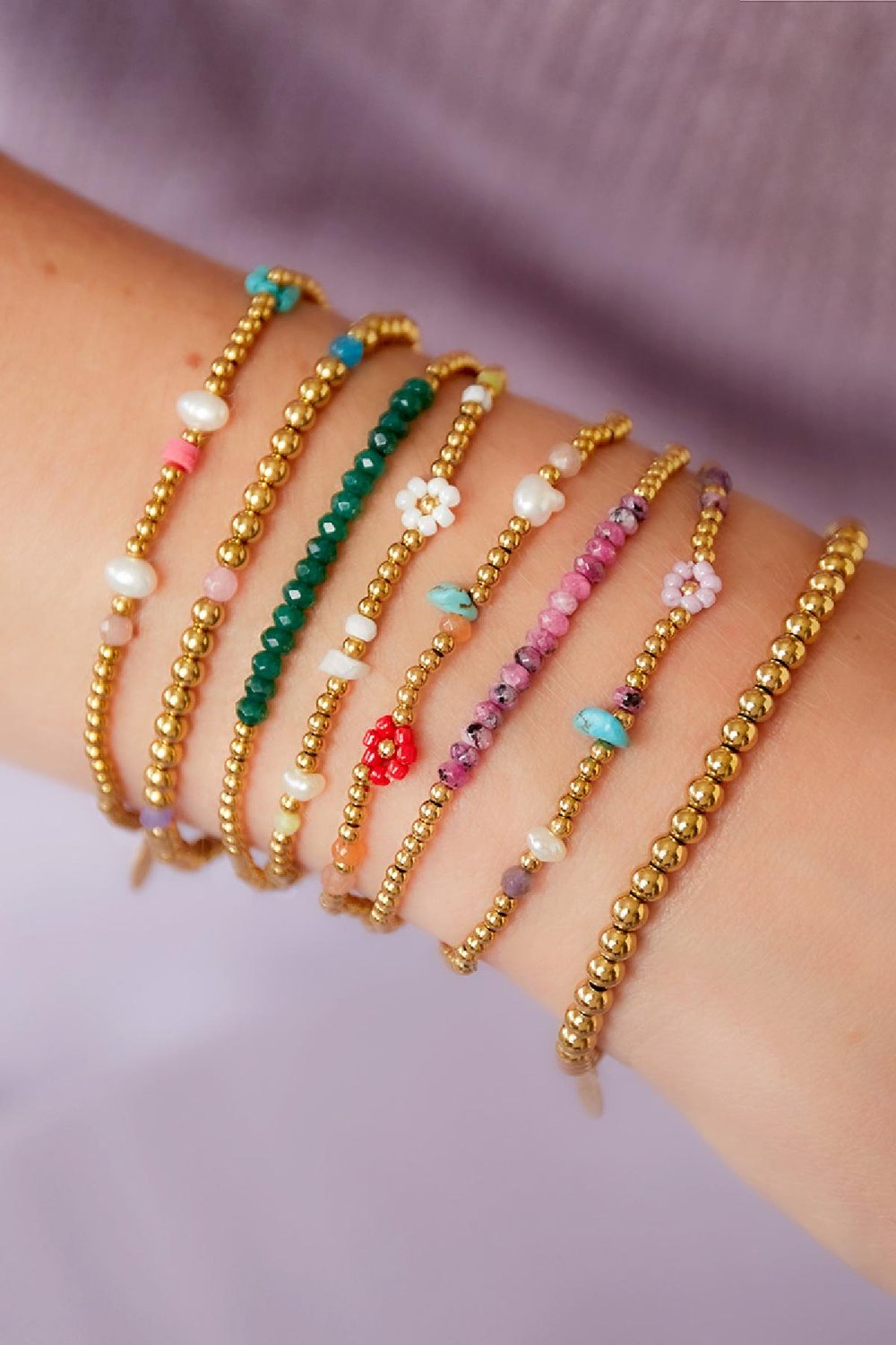 Roestvrijstalen armband met natuurstenen Groen Stainless Steel h5Afbeelding2